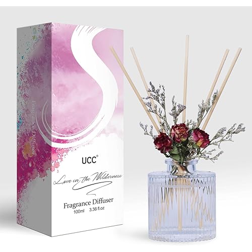 UCC Reed Diffuser Set, 3.38 oz Pure Orange Premium Scented Diffuser with Flower Sticks Home Fragrance Reed Diffuser for Bathroom Shelf Decor