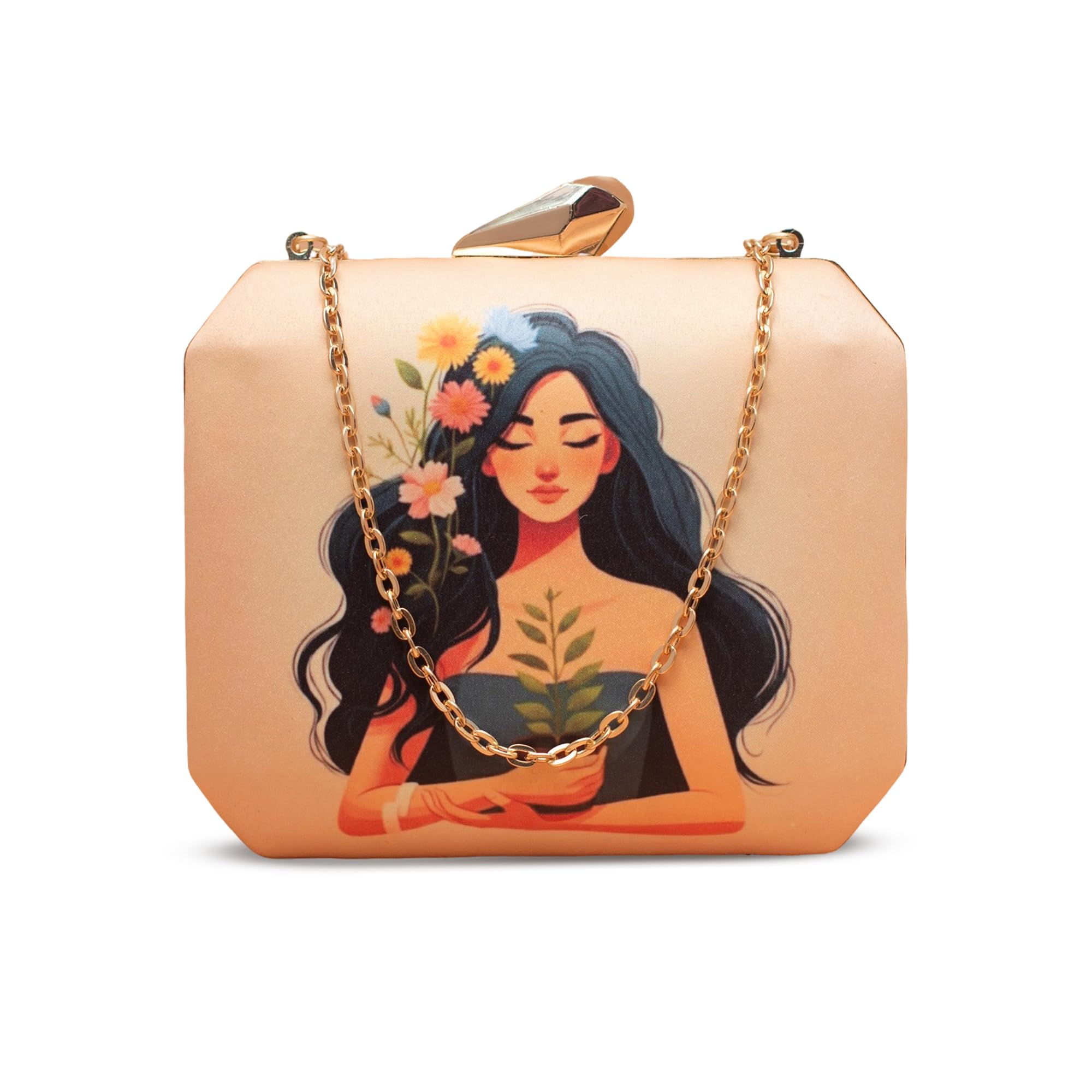 artklim Floral Women Portrait Printed Clutch-picture-4