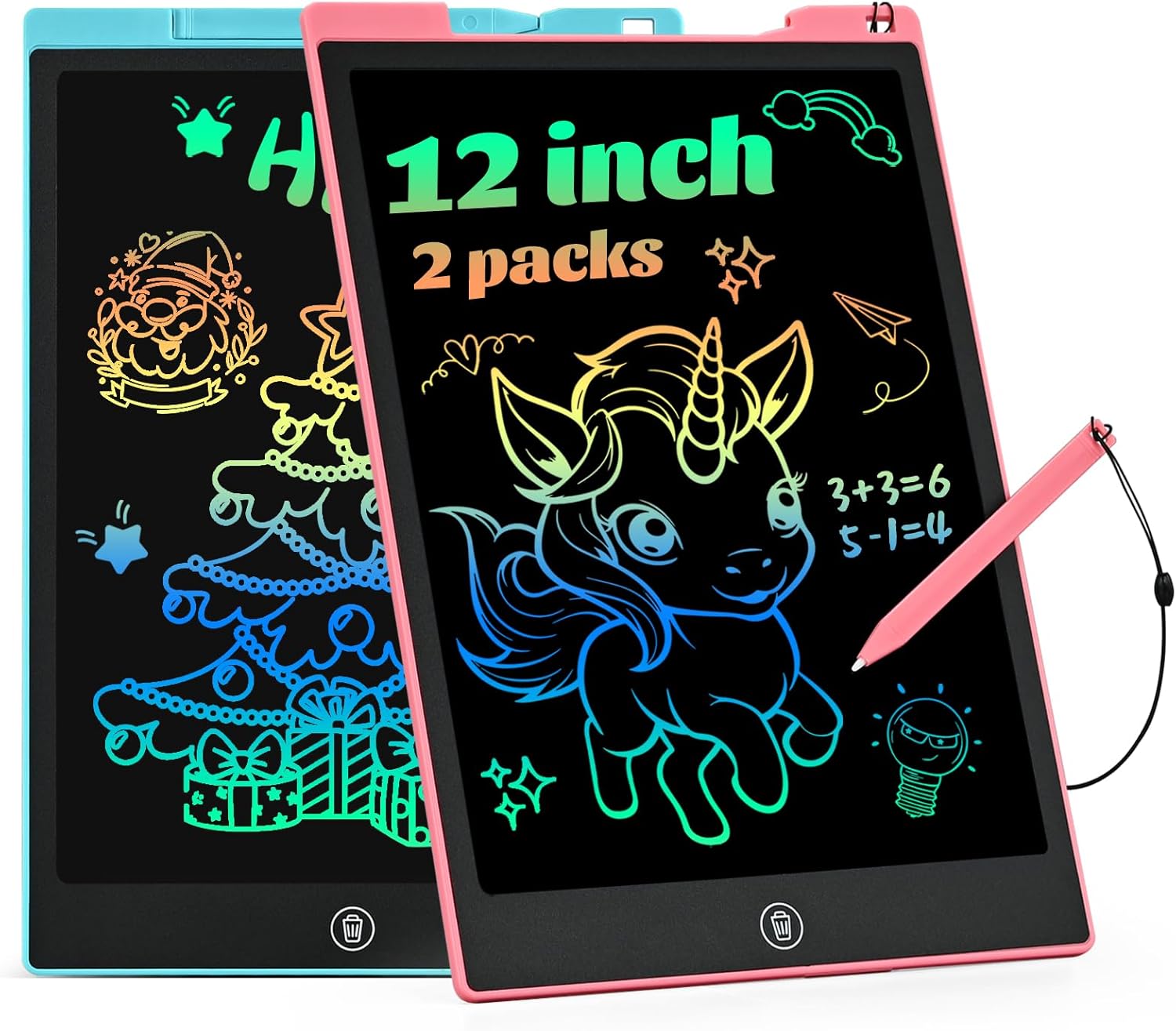 EooCoo Toys for Ages 3-8, Drawing Board 2 Pack, 12 Inch LCD Writing Tablet, Electronic Drawing Tablet, Girl/Boy Birthday Gift, Kids Toys, Drawing Pad Girls Toys, Kids Travel Essential EooCoo Toys for Ages 3-8, Drawing Board 2 Pack, 12 Inch LCD Writing Tablet, Electronic Drawing Tablet, Girl/Boy Birthday Gift, Kids Toys, Drawing Pad Girls Toys, Kids Travel Essential