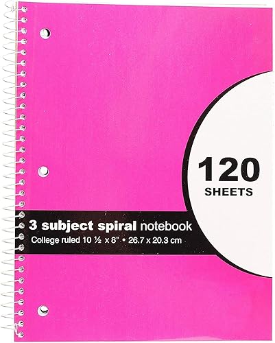 Miniatura 5 de Northland Wholesale 4-Pack 10" x 8" 3 Subject Spiral Notebook, College Ruled, 120 Sheets per