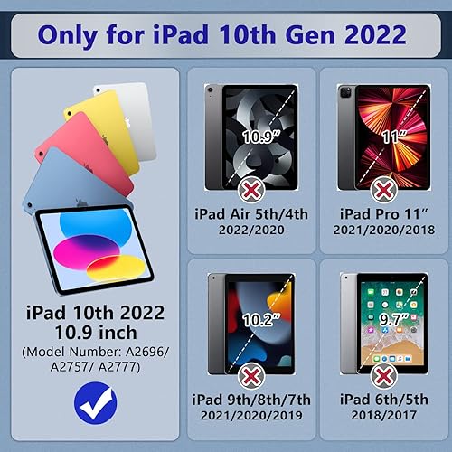 Miniatura 2 de YIMIKOL Funda para iPad de 10 generación para niños de 10.9 pulgadas 2022, delgada y resistente, a prueba de golpes, con soporte integrado para iPad