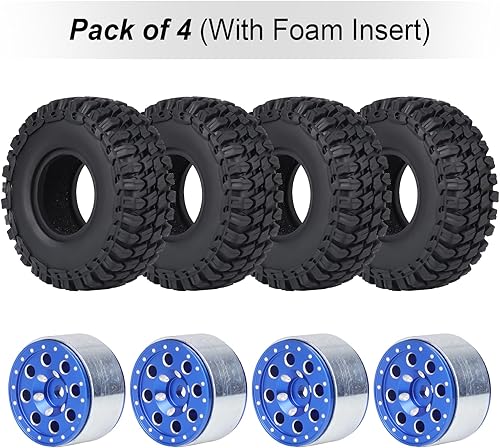 Miniatura 2 de Hobbypark 1.0 Beadlock Ruedas y neumáticos de metal micro orugas con espaciadores de rueda compensados para 124 RC Crawler Car Axial SCX24 AXI90081