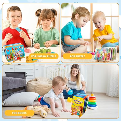 Miniatura 7 de Estante de almacenamiento de rompecabezas de 2 piezas, estante de madera para almacenamiento de libros, soporte de exhibición de rompecabezas para