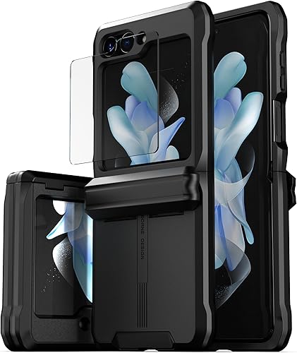 CaseBorne V - Funda compatible con Samsung Galaxy Z Flip 5, funda protectora resistente con bisagra semiautomática y protector de pantalla de vidrio disponible en Yaxa Peru