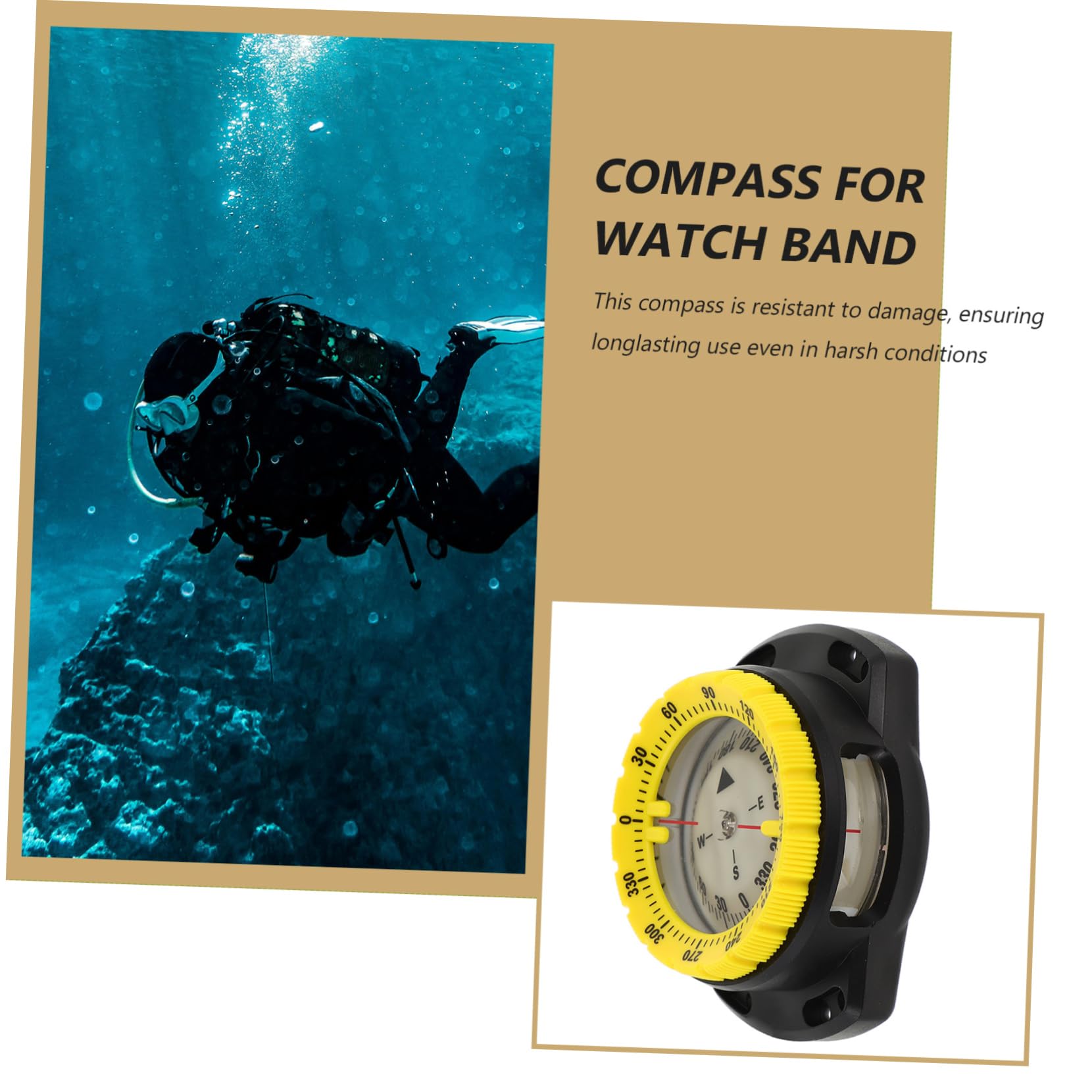 Toyvian Reloj con Brújula de Buceo Amarillo Brújula de Supervivencia para Montañismo Senderismo y Actividades al Aire Portátil