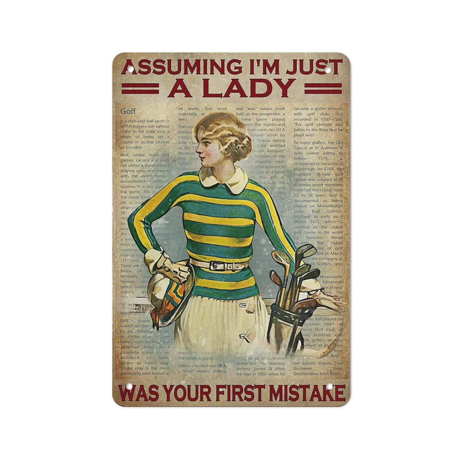 AOOEDM Assuming I'm Just A Lady Metal Tin Signs for Man Cave Funny Art Wall Plaque Kitchen Bar Sign Coffee Shop Garage Wall Decor Hanging Decor