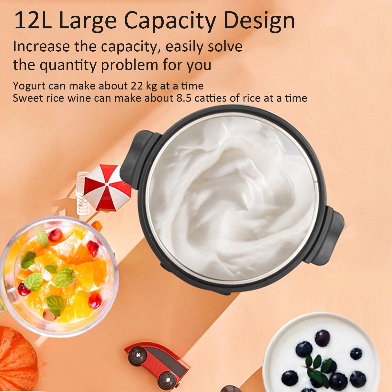 TBLOTYD Yogurt Machine,12L Commercial Stainless Steel Yogurt Machine, Large Capacity Automatic Fermentation Machine,Fruit Yogurt Maker