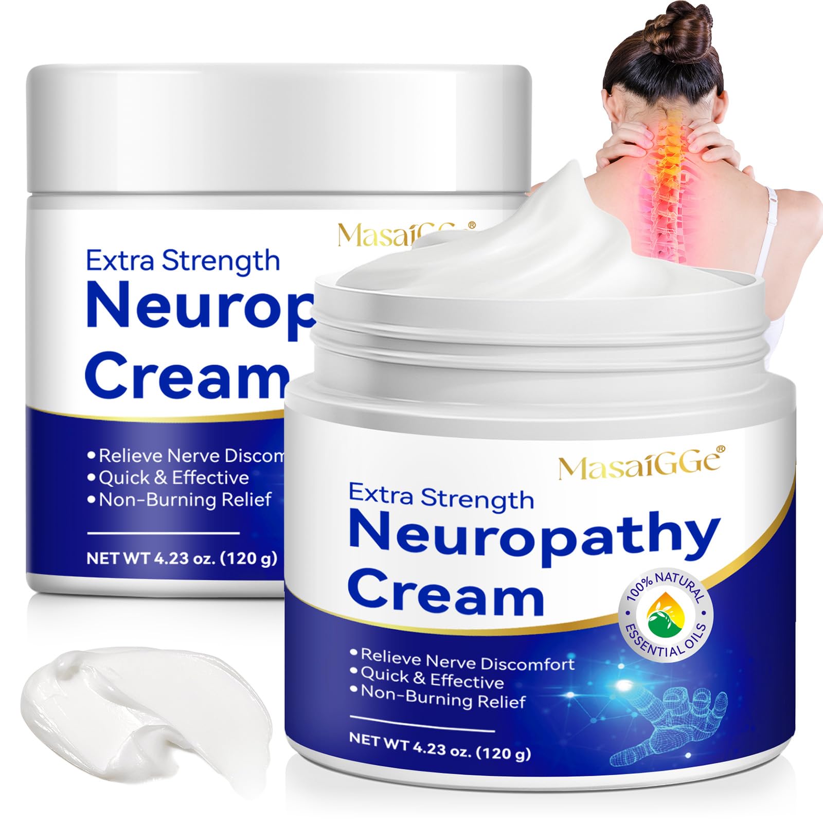 Crema para Neuropatía 120g, Alivio Rápido del Dolor Nervioso, Reduce Hormigueo y Entumecimiento, Fórmula Natural con Árnica, Aloe Vera y Vitamina B6, Hidratante No Grasa, para Pies, Manos y Piernas