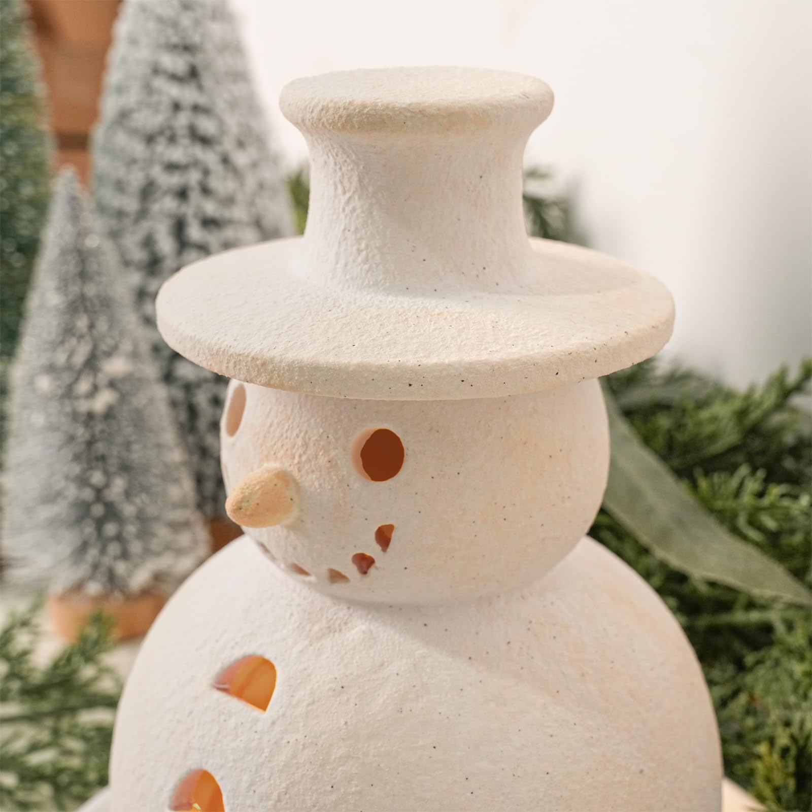 Decorazioni natalizie, 18 cm, statuetta di pupazzo di neve in terracotta
