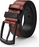 Maikun Mens Casual Dress Belt, Black Mens PU Leather Belt for Jeans Pants Daily Casual Wear