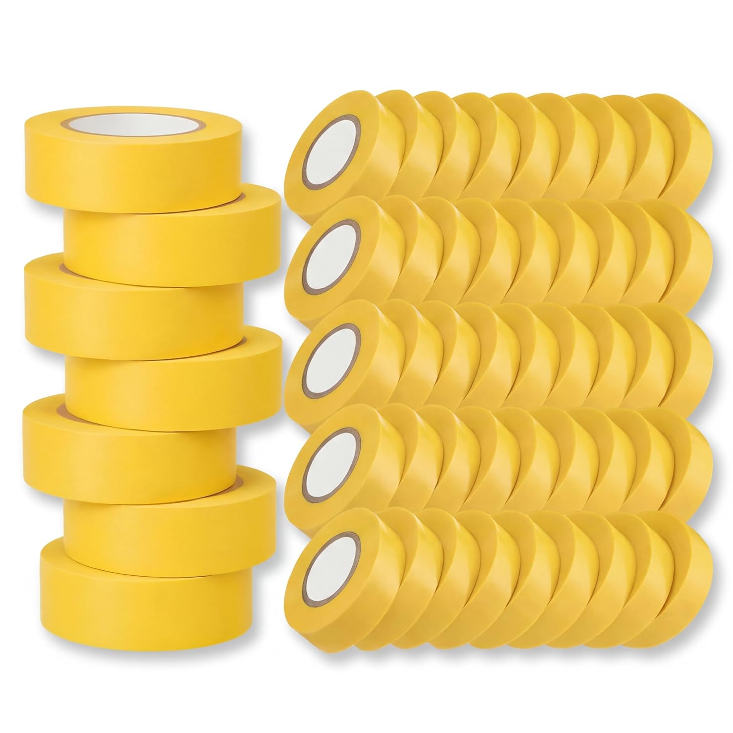 Frienda 50 Pack 3000 Total Yards Automotive Refinish Masking Tape 36mm x 55m, Yellow Cars Vehicles Auto Body Paint Tape, Automotive Painters Tapes Bulk Set,1.4 in x 180 Ft