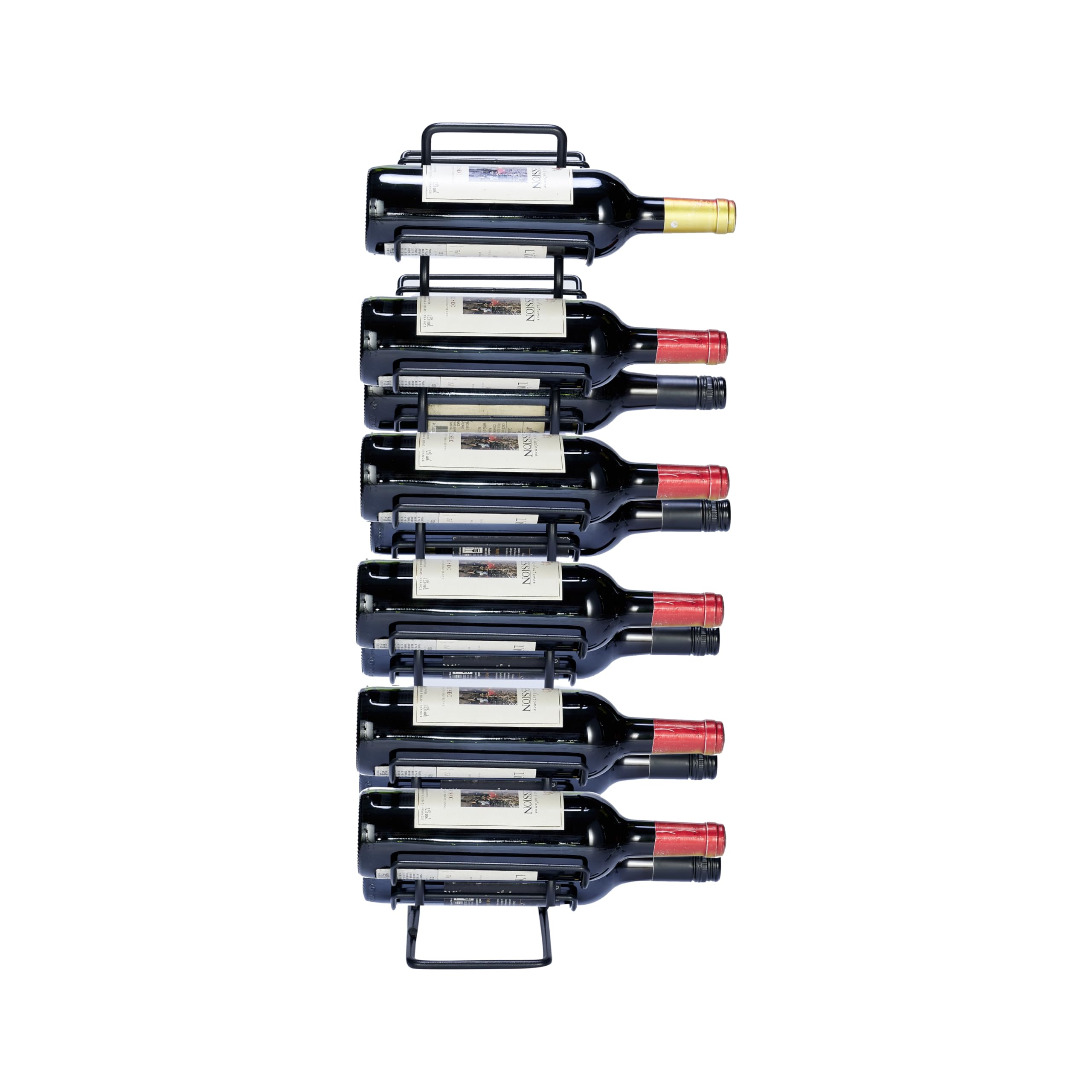 Botellero para 12 botellas 22x16x70cm (LxBxH) - Caja de vino - Portabotellas de vino - Almacenamiento de vinos con sacacorchos Recubrimiento de polvo Negro Metal Acero Botellero Estilo