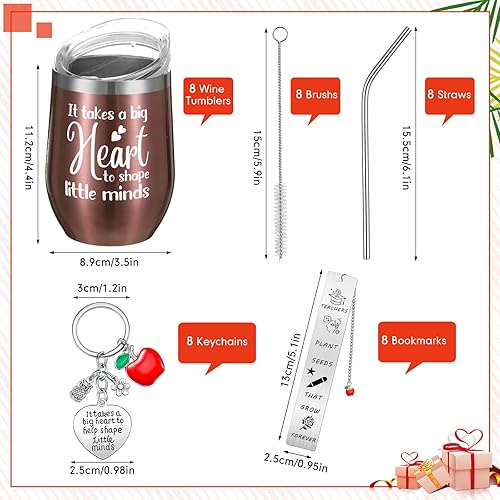 Miniatura 7 de Skylety Juego de 24 regalos de agradecimiento para profesores a granel para mujeres, 8 tazas de vaso para profesores, 8 llaveros para profesores y 8