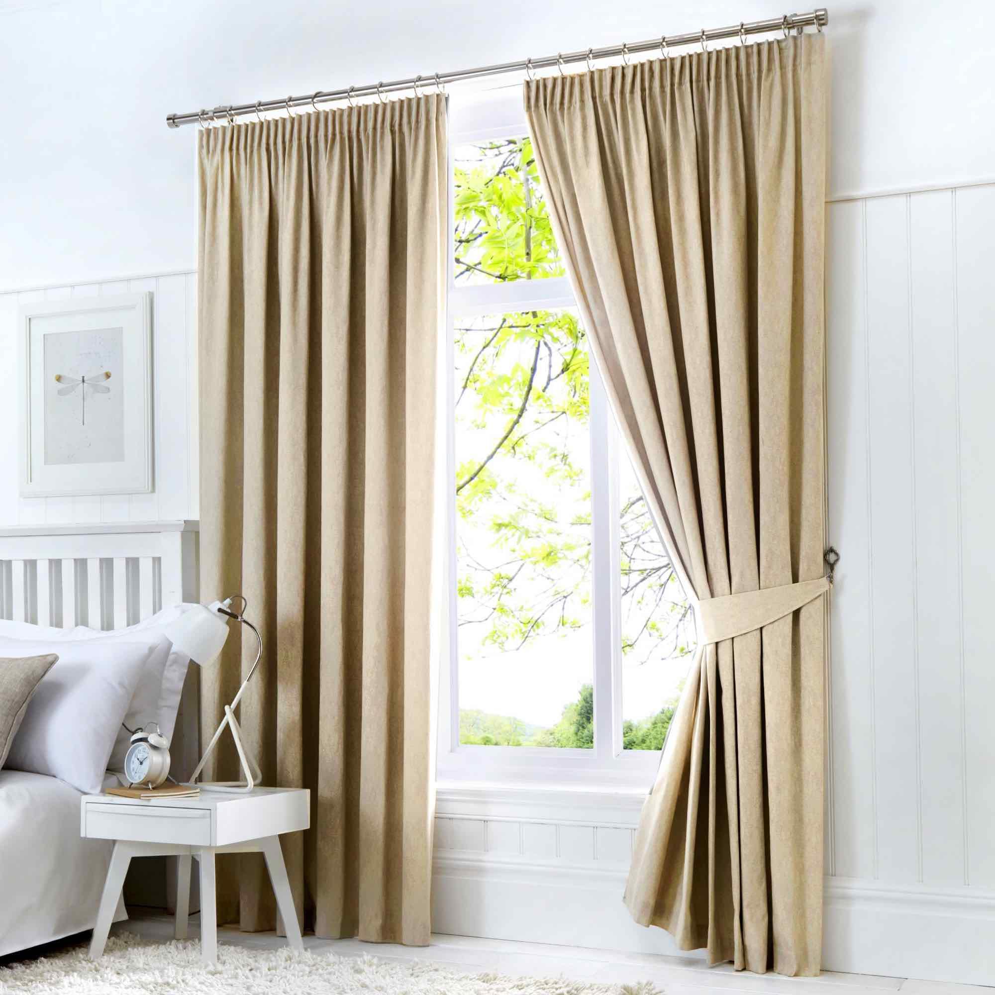Julian Charles Natural Dijon Blackout Thermal Pencil Pleat Curtains - W 168Cm (66") X L 229Cm (90")