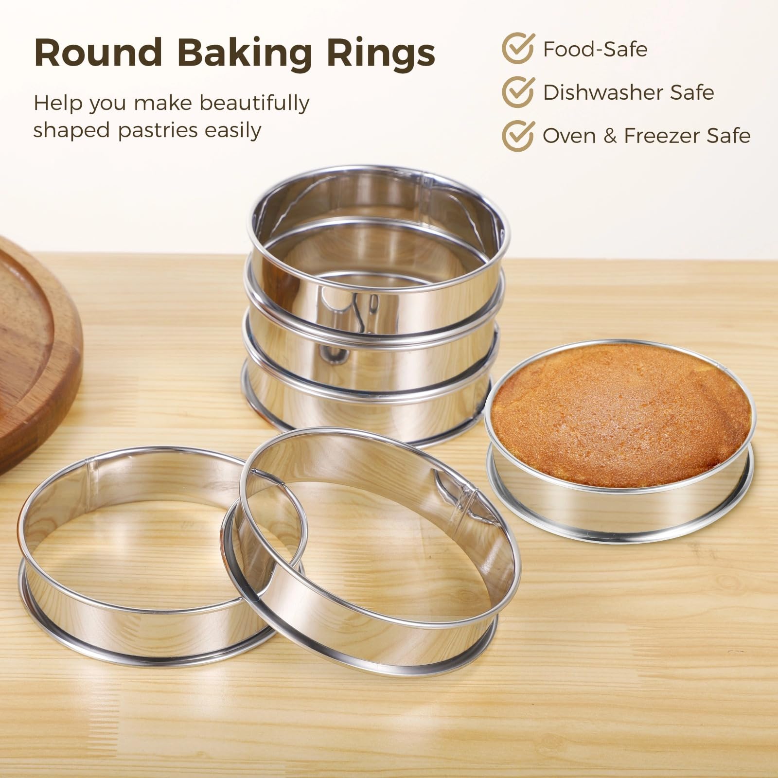 Lot de 20 moules à muffins, anneaux à tarte à double rouleau, anneaux à biscuits en acier inoxydable, moules à gâteaux ronds en métal, surface polie miroir, outils de cuisson multi-usages, moules à