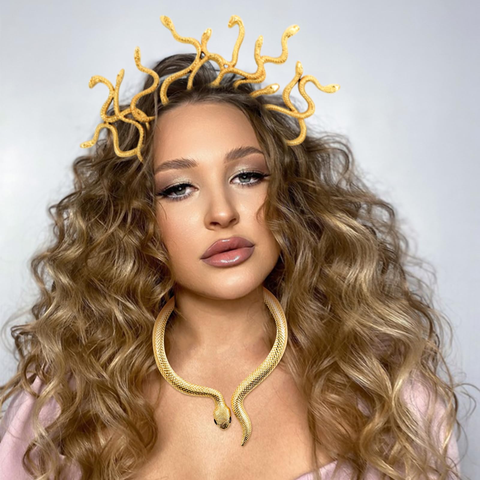 Set Accessori per Costumi Medusa,Cerchietto Serpente,Braccialetti,Anello,ecc,Accessori a Serpente,per Donna Ragazza Carnevale Halloween Cosplay