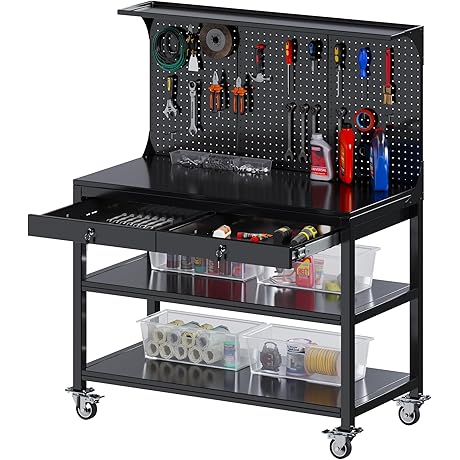 Sturdy and Spacious Husky Adjustable Workbench: A Workshop Essential