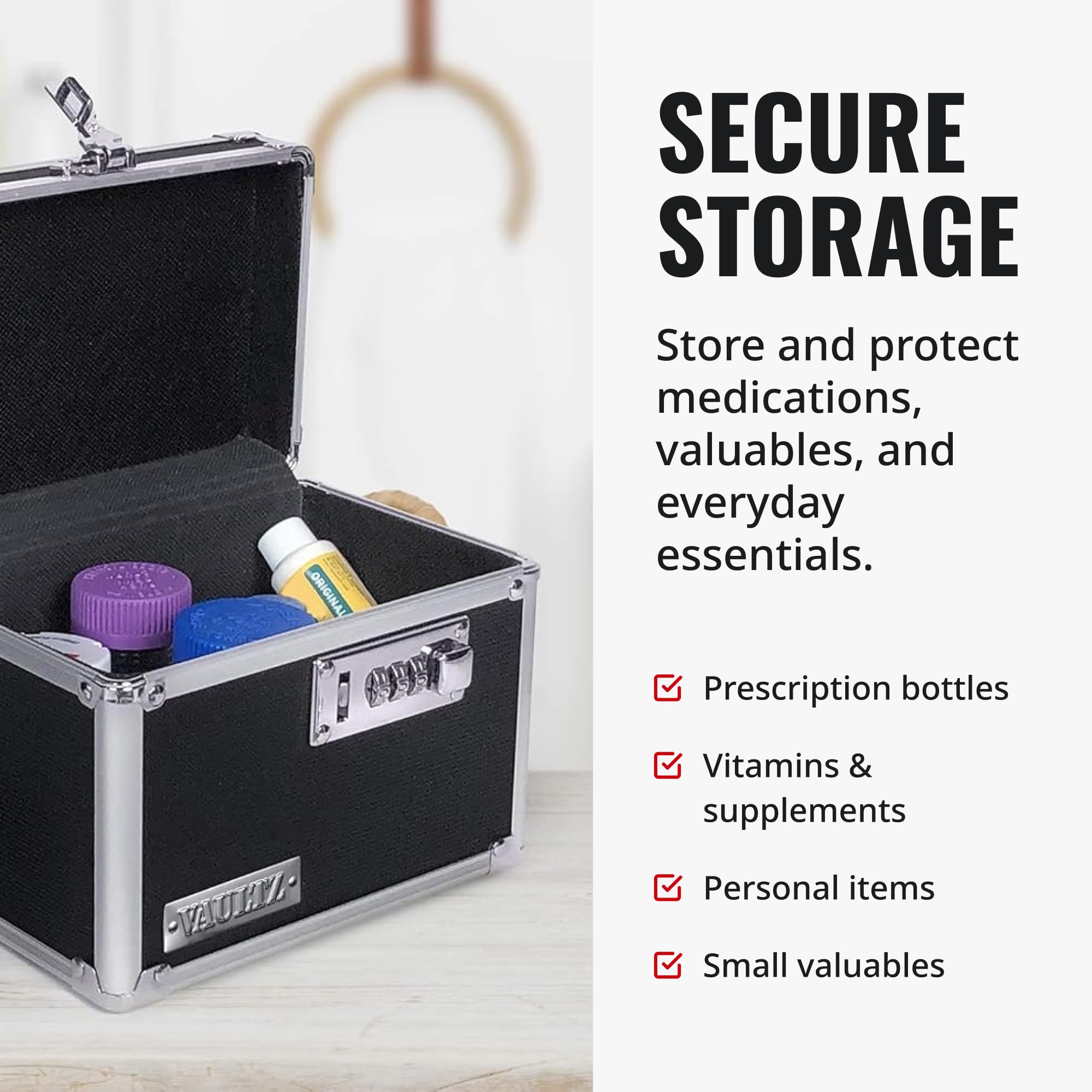 Vaultz Medicine Lock Box - 5 x 7 x 5 Inches - Secure Cabinet Safe