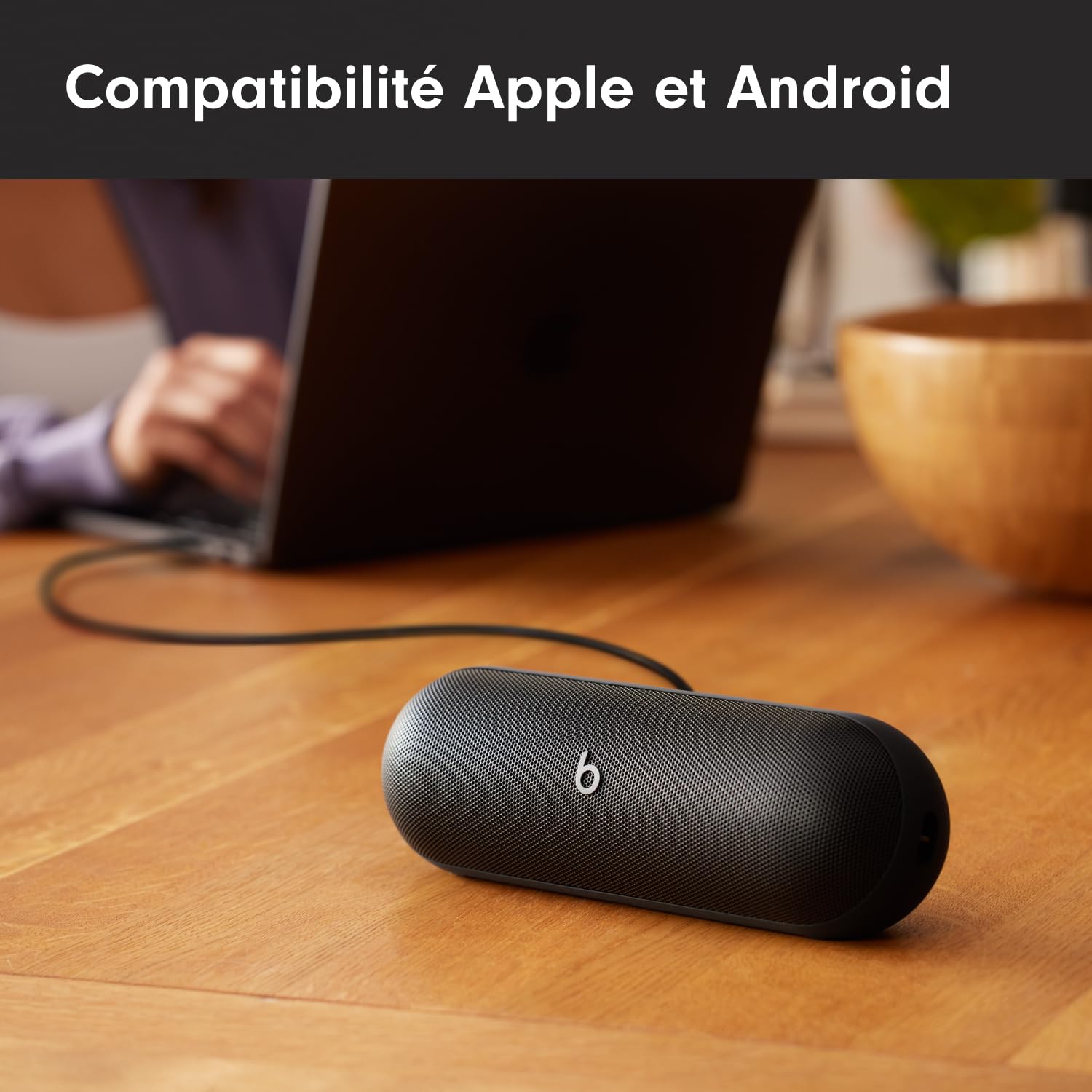 Beats Pill – Enceinte sans Fil Bluetooth et Recharge Mobile Via USB-C – Jusqu'à 24 Heures d'autonomie, résistance à l'eau (IP67), compatibilité Apple et Android, Microphone intégré – Noir Mat