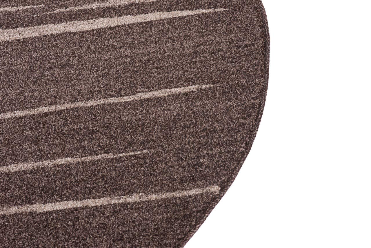 TAPISO Sari dywan okrągły ciemnobrązowy beżowy nowoczesny paski melanżowy design salon sypialnia Ökotex 150 x 150 cm