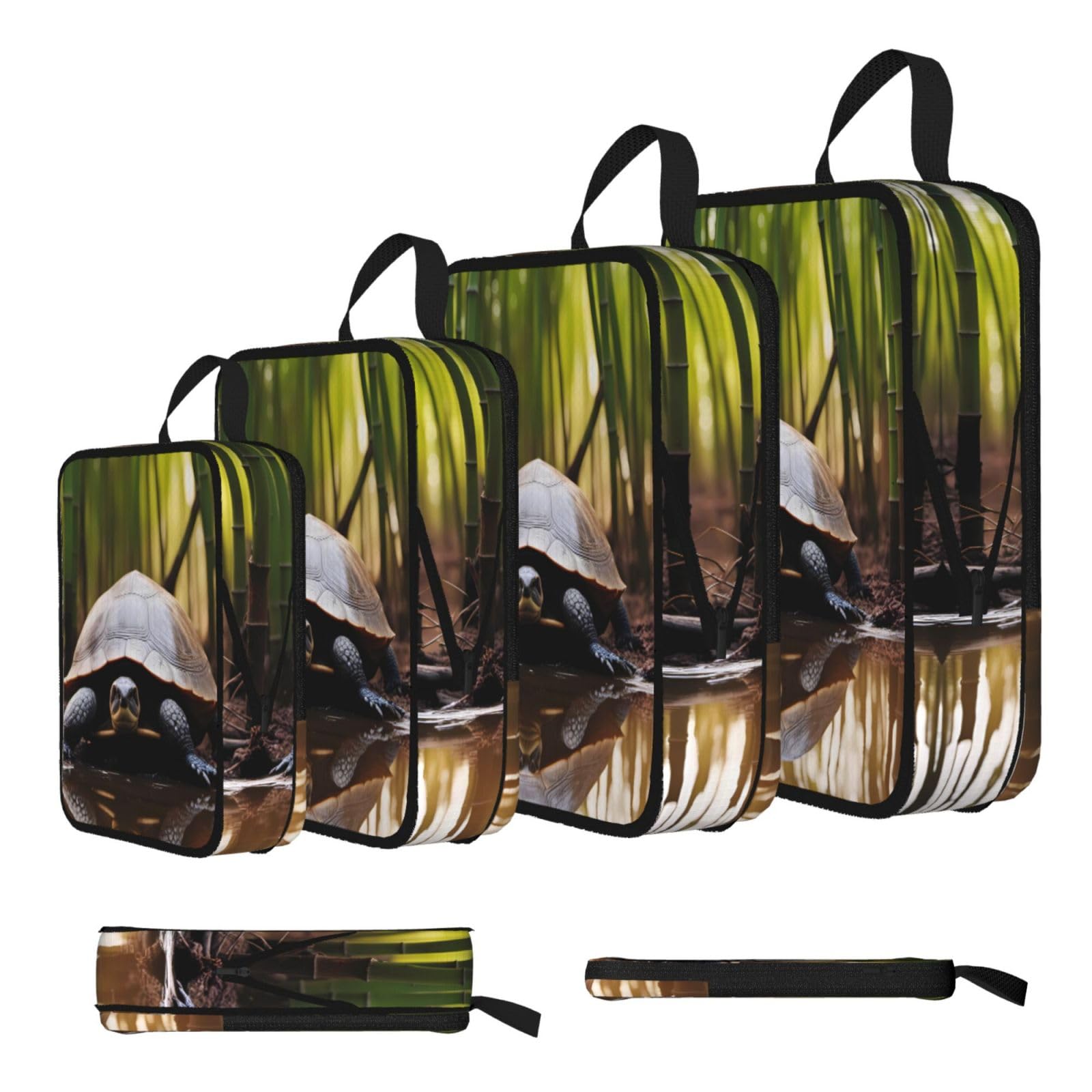 Sxzvvbn Black Cute Turtle Compression Packing Cubes 4 Piece Set