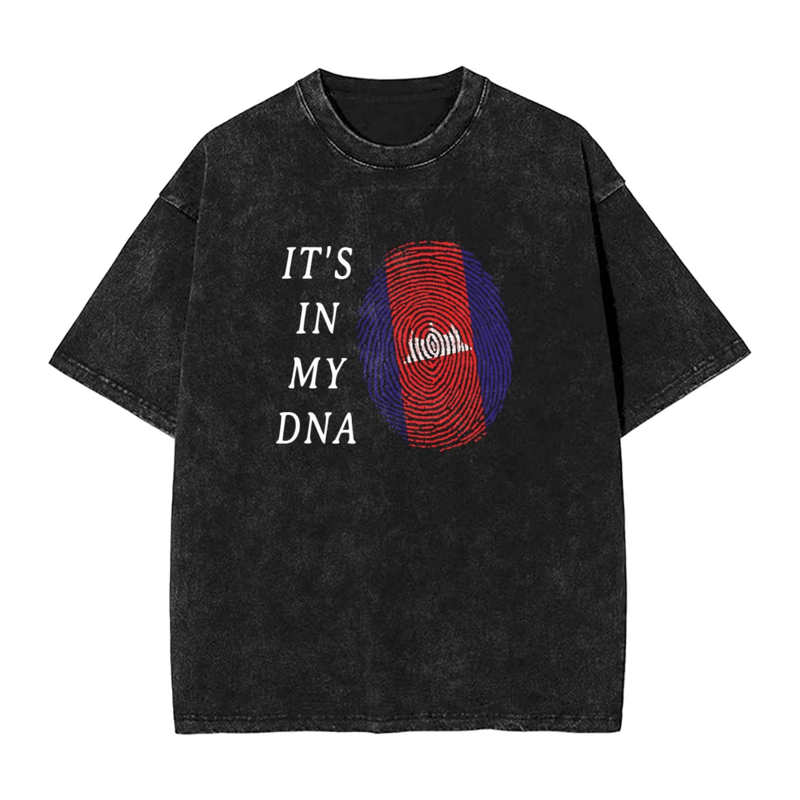 Men's Oversized T Shirts Vintage It's in My DNA Cambodia Short Sleeve Cotton Casual Baggy Basic Tees for Men Women S-2xl