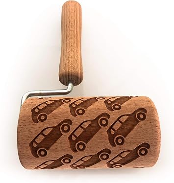 Engraved Mini Rolling Pin with Pattern for Embossed cookies Car