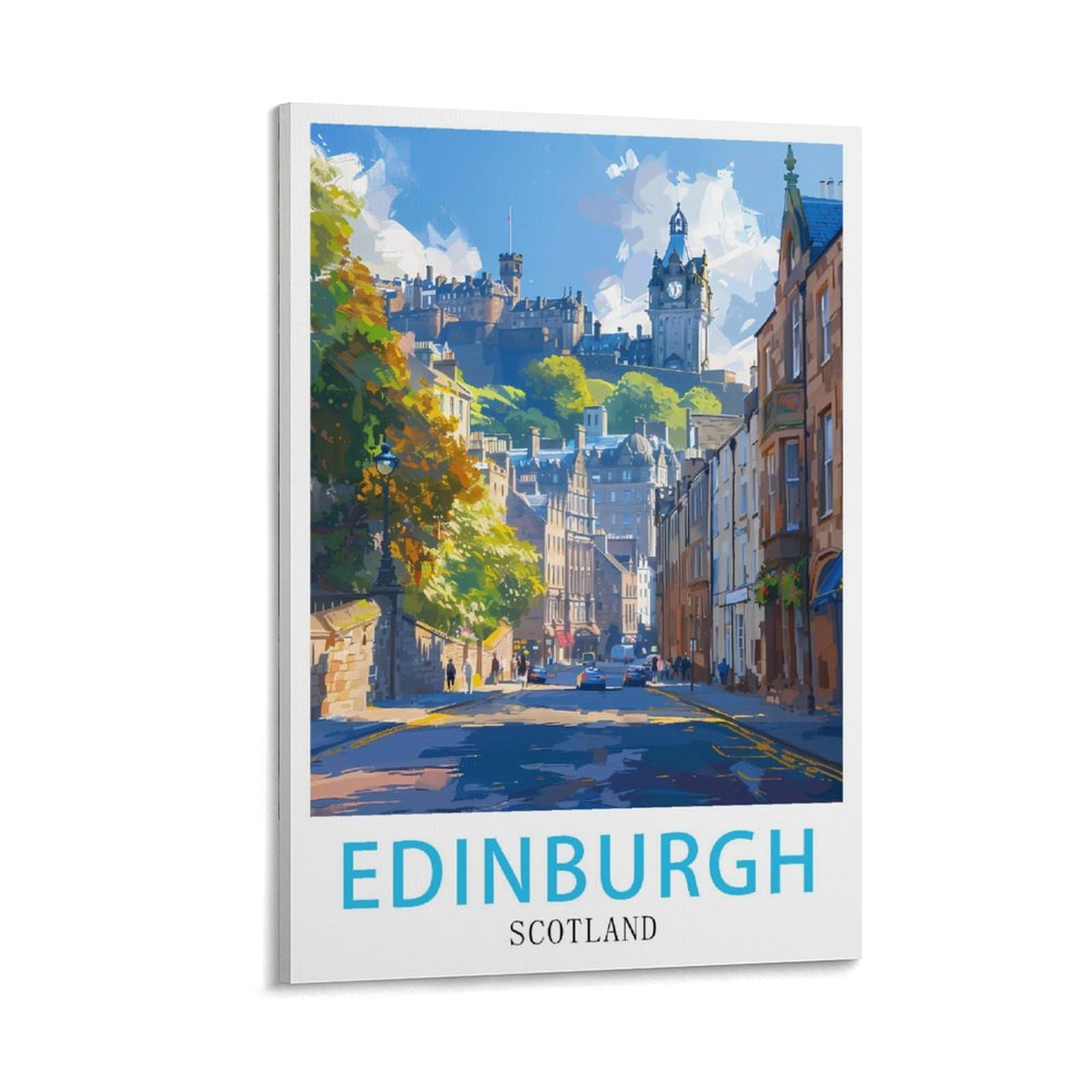 Lnuyitr Frame-Style Edinburgh Scotland Vintage Travel Poster 24X36inch(60X90cm) Canvas Art Posters And Wall Art Picture Prints Modern Home Bedroom Decor Posters