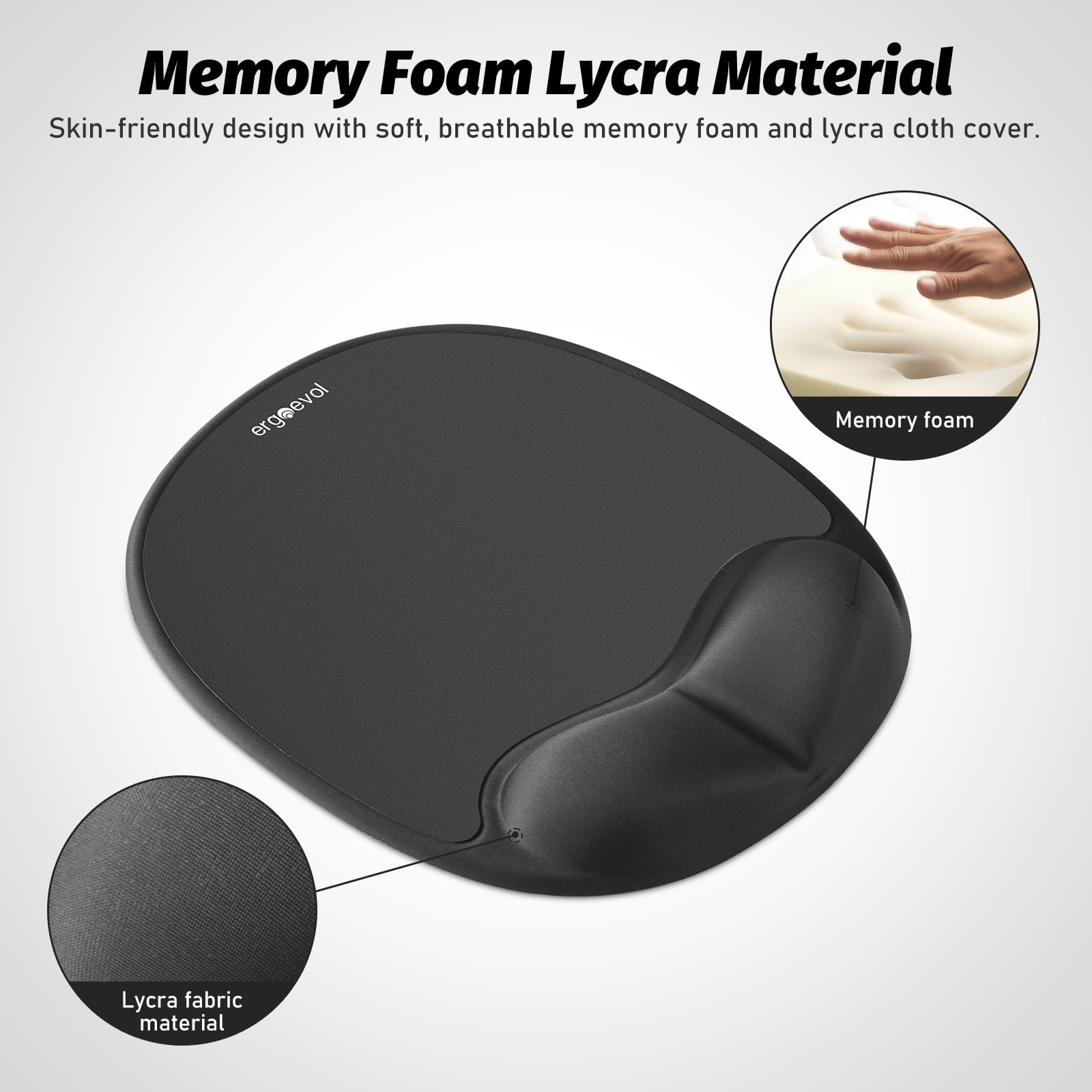 Tappetino per mouse con poggiapolsi in memory foam per mouse verticale (nero corvino)
