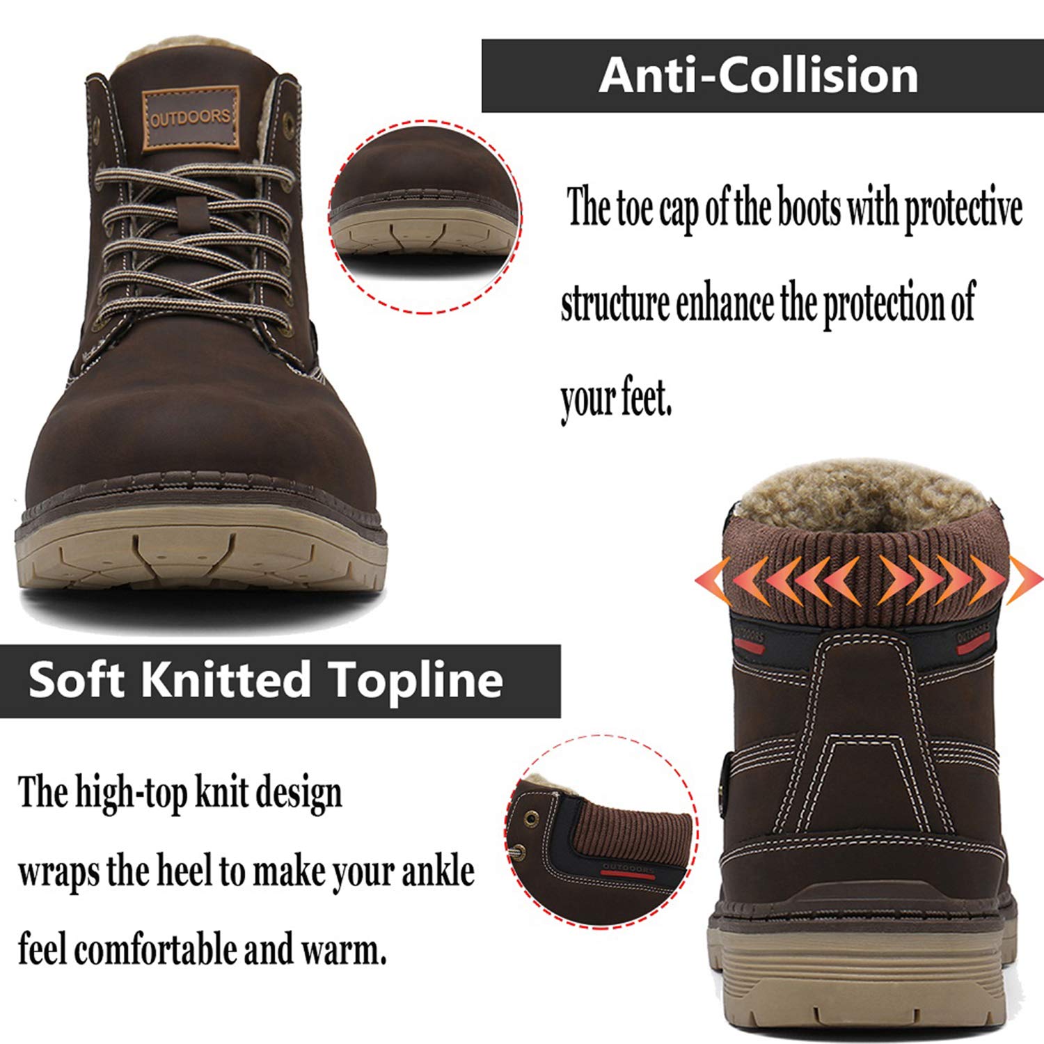 Stivali Uomo Donna Inverno Scarpe da Neve Caldi Snow Boots Impermeabili Stivaletti Pelliccia Stringate Outdoor
