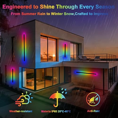 Miniatura 31 de Luz de Pared Exterior, Apliques de Pared Exteriores Modernos de 39 Pulgadas, Luces de Pared Largas Negras Impermeables con Iluminación Cálida, Luz