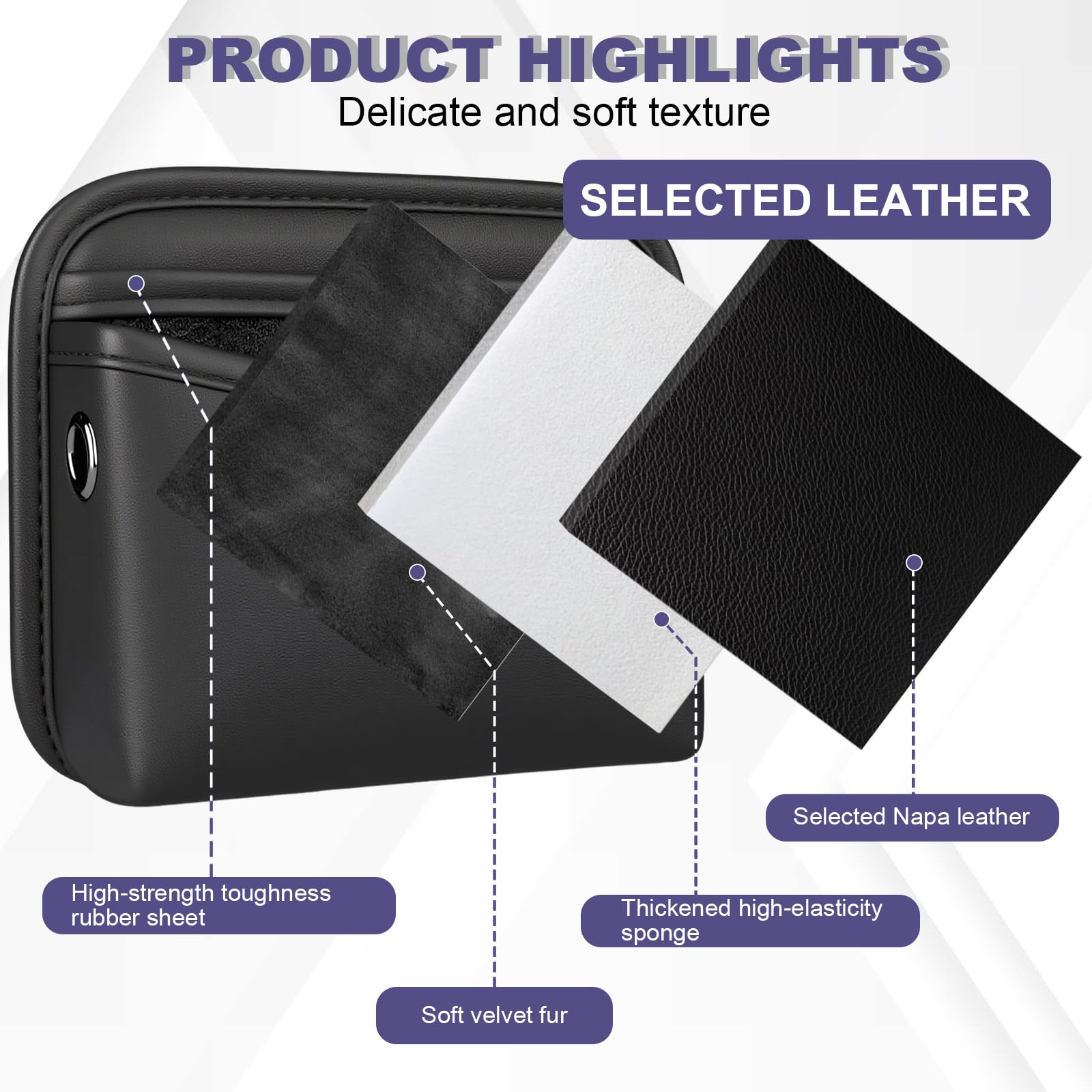 PU Leather Car Side Pocket Organizer,Universal Car Pocket Pouch Cell Phone Holder for Car,Seat Gap Filler Organizer & Storage Pouch for Door Console,Front Seat Console Pockets for Phones Coins - Image 4