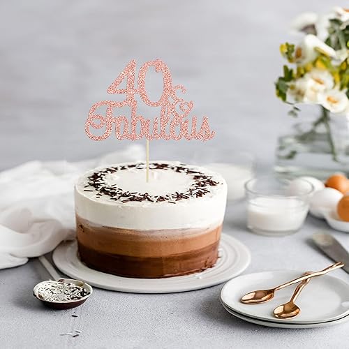 Miniatura 5 de Gyufise 1 decoración de 40 y fabulosos adornos para tartas de oro rosa 40 y fabulosos adornos para tartas de cumpleaños de 40 años, decoraciones de