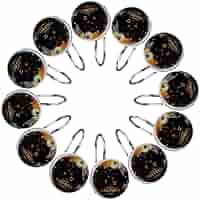 Set 12 Ganci Tenda Doccia Halloween - Ganci Cranio Decorativi Per Bagno