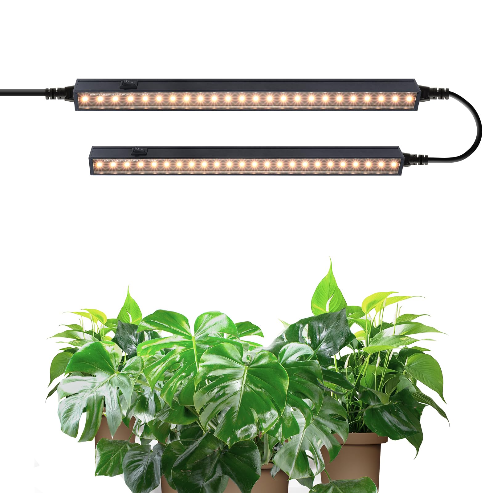 Barrina T5 Lampe Plante, 29cm, Connectable, Noir, Magnétique, LED Croissance, Interrupteur, Plug Play,Pack de 2