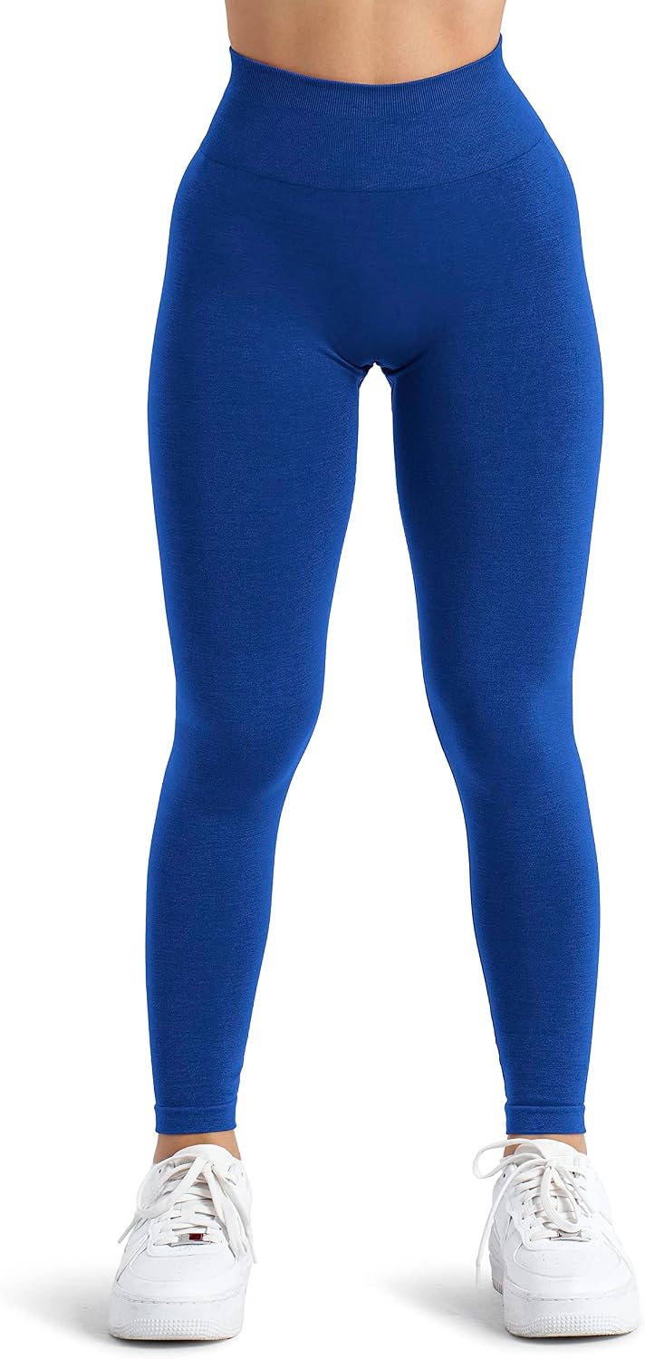 A AGROSTE Women Seamless Workout Leggings with Pockets Scrunch Butt Lifting Gym Leggings High Waisted Yoga Pants