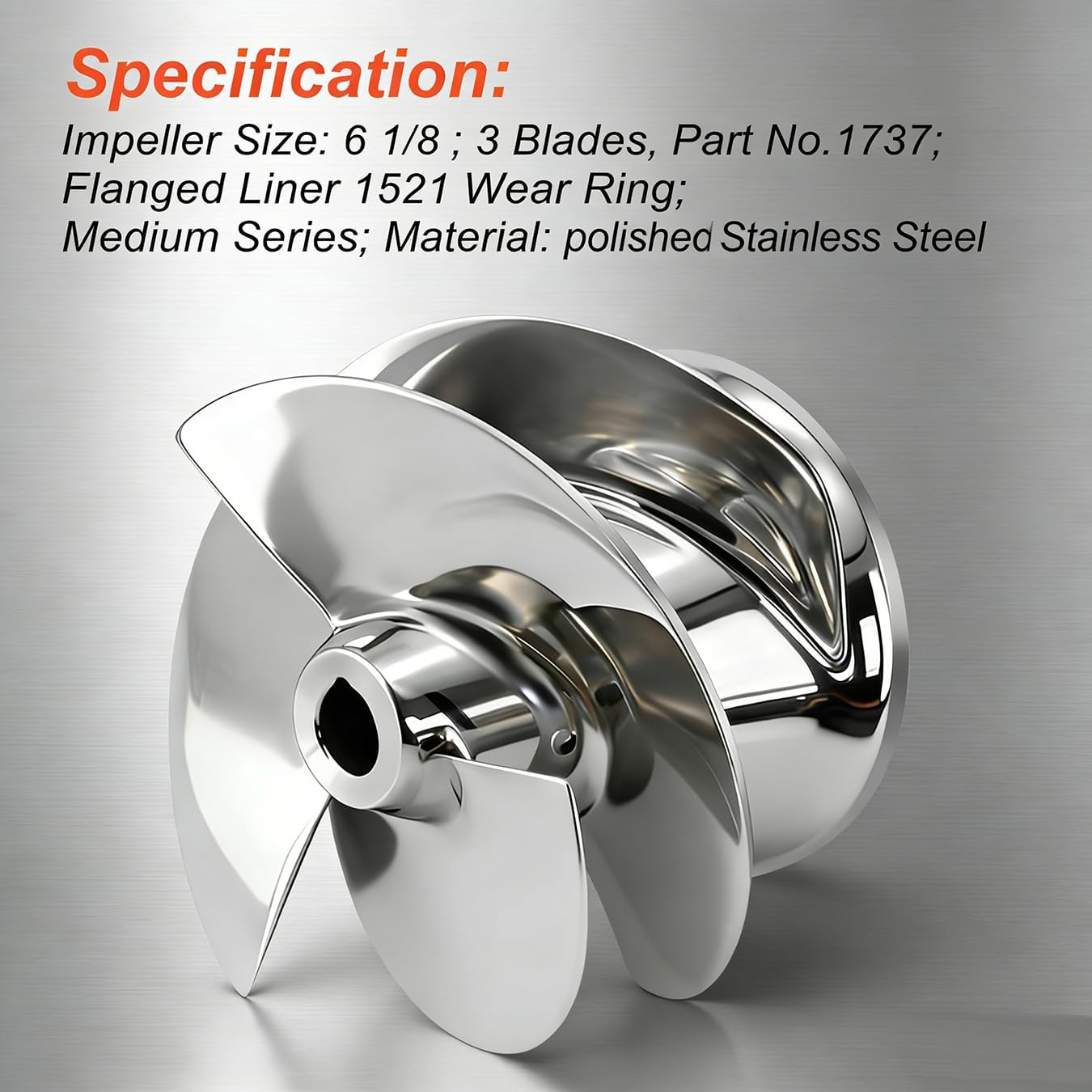 6 1/8 Outboard Jet Impeller OEM No.1737 / Jet flanged Liner Part No.1521 Diam 156mm Outboard Jet Impeller, Compatible with Yamaha, Medium Series Outboard Jets Pump Polished Stainless 3 Blades