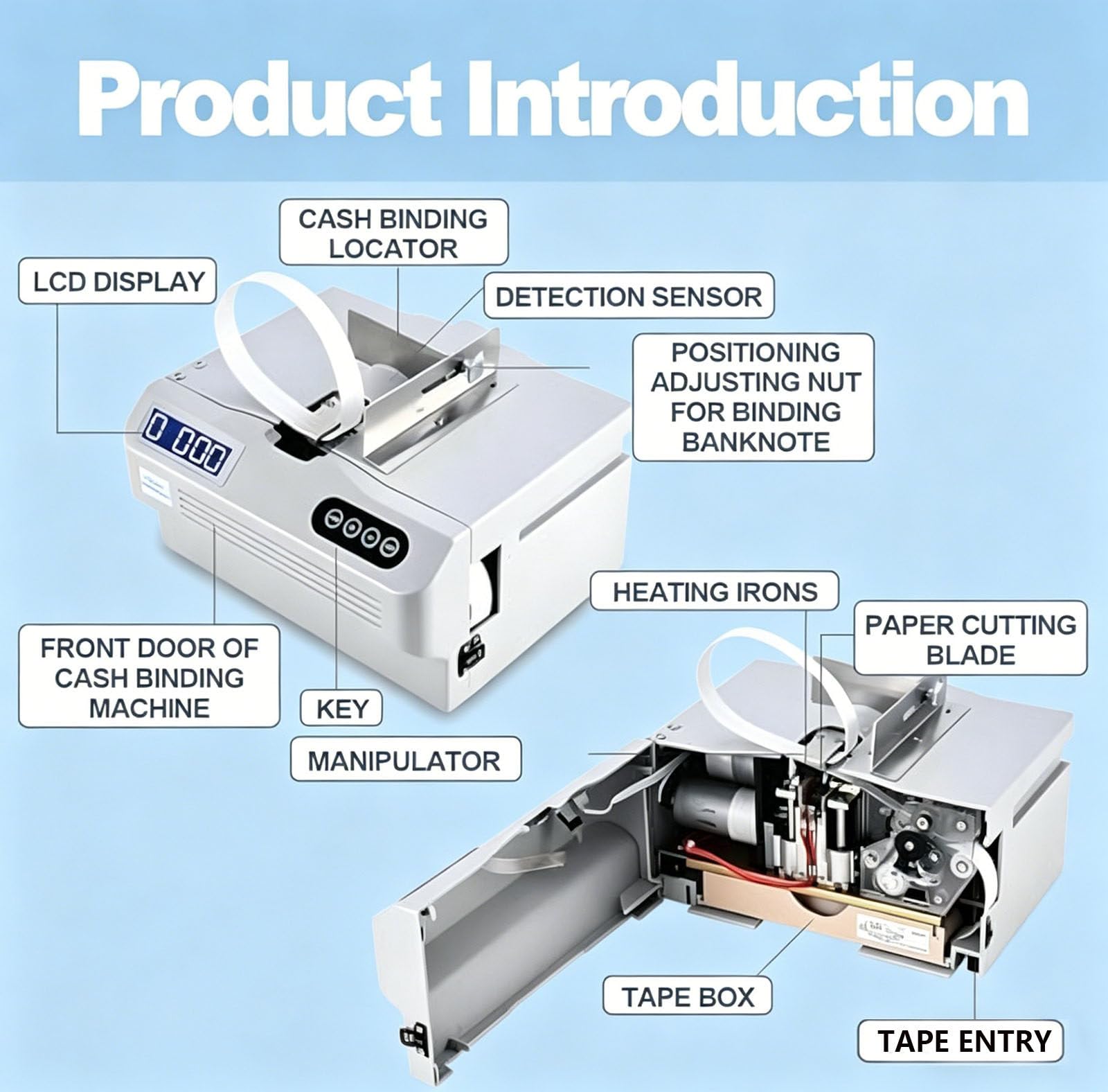 Macchina Automatica per Legare Piccole Banconote, Strumento Intelligente per Legare Banconote, Strumento per Legare valute, Regolazione con Schermo LCD per finanza e cassieri