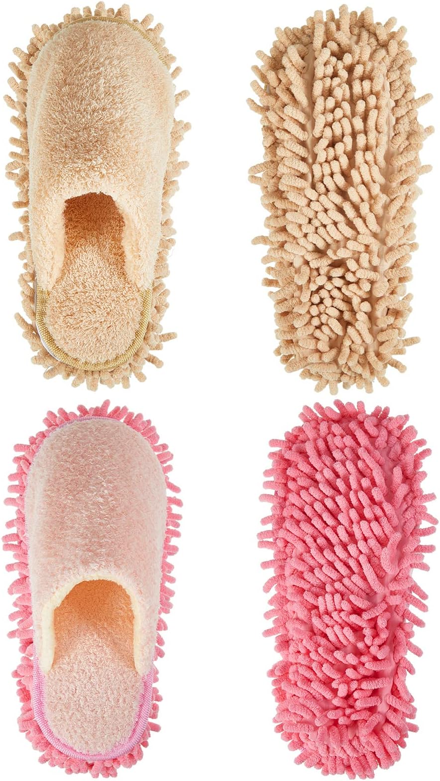 Jecery 2 Pair Microfiber Slippers Floor Cleaning Chenille Mop Slippers Base Board Cleaner Household Cleaning Tools for Wood Floor Dust Dirt Tool Supplies