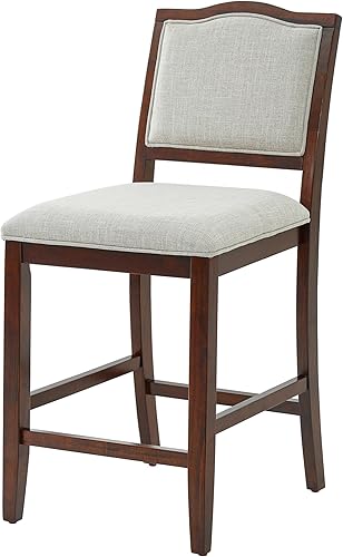 Juego de 2 taburetes de bar de altura de mostrador, sillas de comedor rústicas con marco de madera de goma, respaldo ergonómico para isla de cocina,