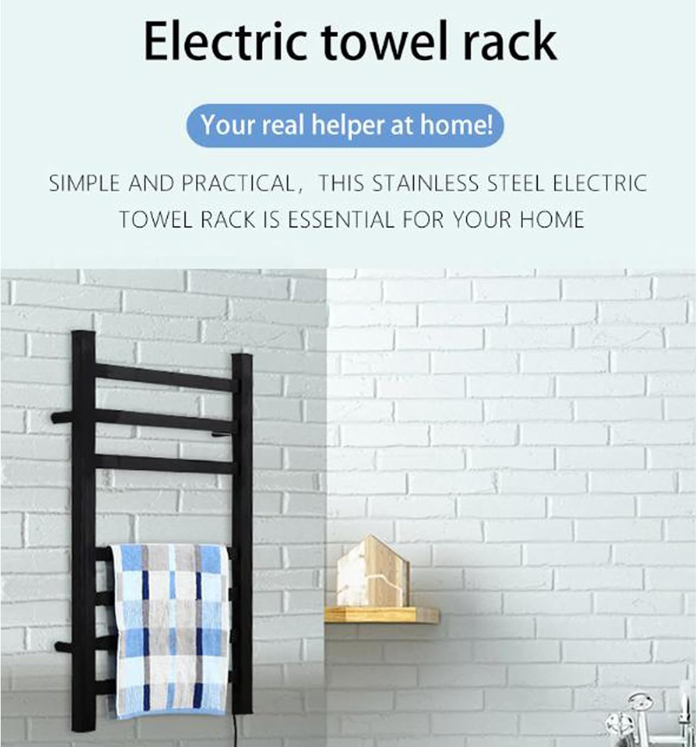 Electric Heated Towel Rack - Wall Mounted Towel Warmer & Dryer, Aluminum Radiator with On/Off Switch - Perfect for Bathroom Space-Saving, Fast Drying Towel Solution