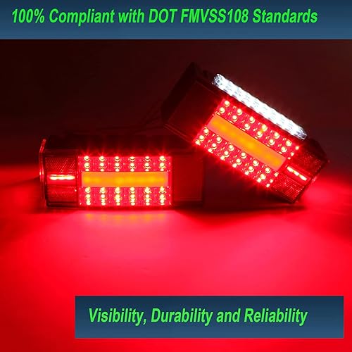 Miniatura 7 de Serlainxin Luces de remolque de barco, kit de luces LED rectangulares de perfil bajo, sellado rojo, IP68, impermeable, luces traseras de remolque de
