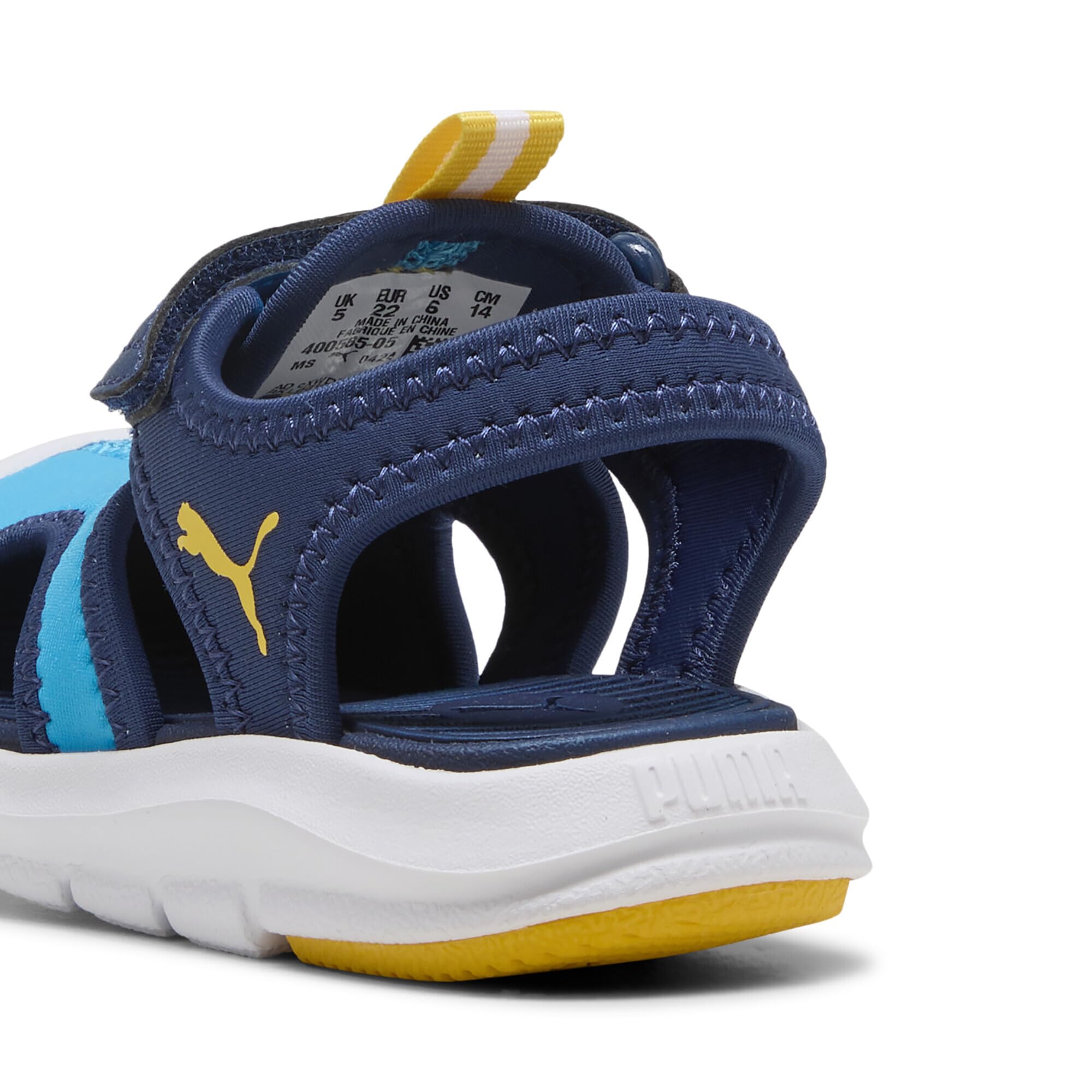 PUMA Fun Racer Sandal V INF, Slide Unisex bebé, Speed Blue-PELÉ Yellow, 19 EU