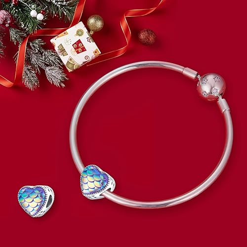 Miniatura 2 de VOROCO Dije de plata de ley 925 con forma de corazón para pulsera, Navidad, día de la madre, cumpleaños, joyería perfecta para mamá, abuela, hija,