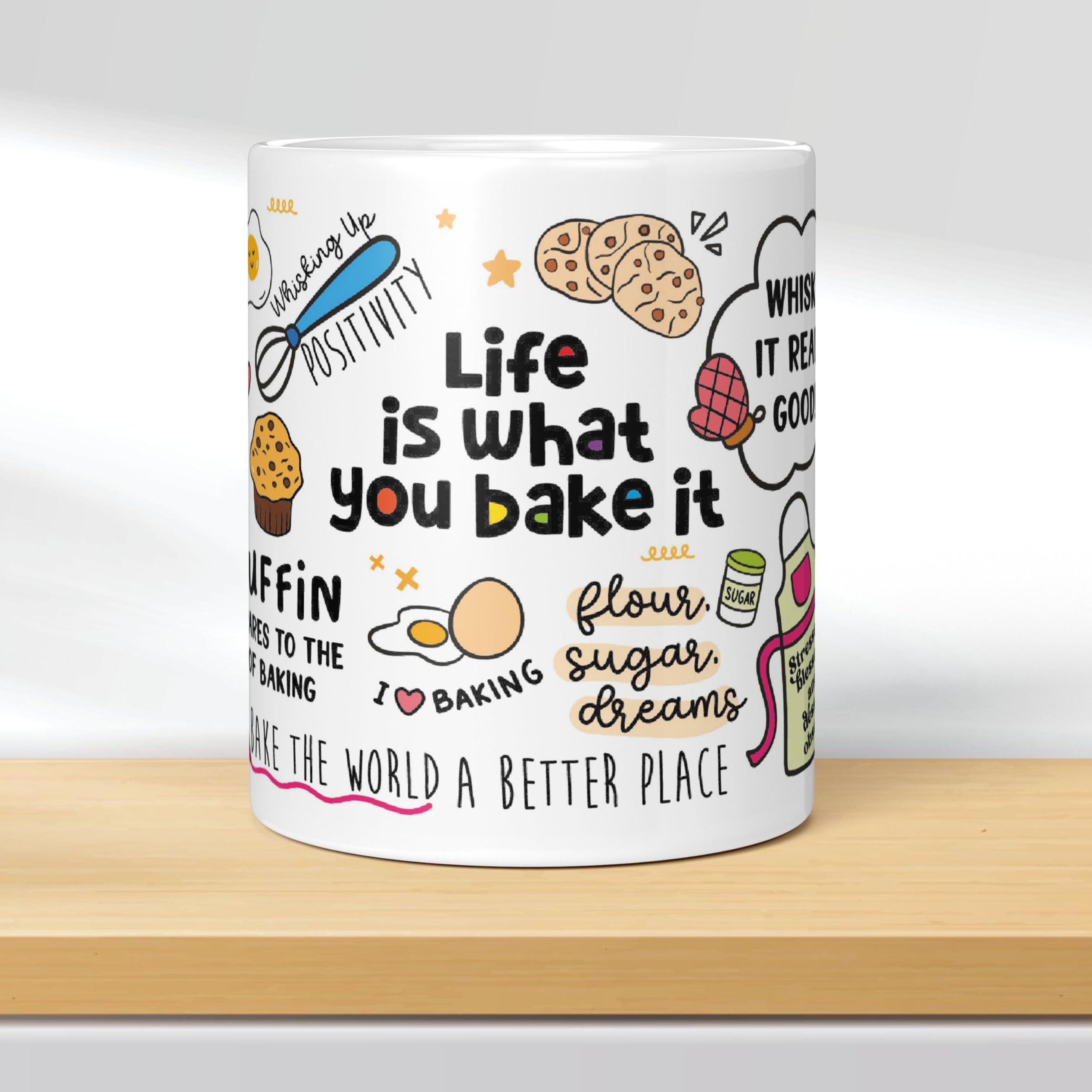 Akipi Life is What You Bake It Affirmation Mug ARM697 11oz Ceramic Coffee/Tea Cup