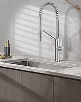 Vista 2 de AQUALISE Grifo de cocina con rociador desplegable – Grifos de cocina de estilo comercial – Acoplamiento magnético de 22.625 pulgadas de alto arco