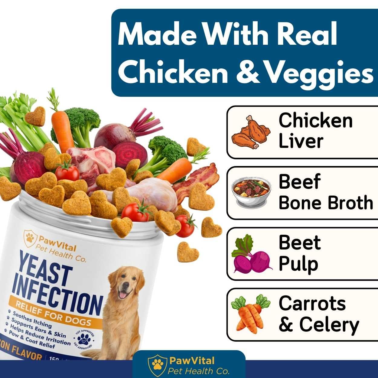 Natural Yeast Infection Treatment for Dogs, 150 Chews – Anti Yeast Support for Itchy Skin & Ears – Helps Reduce Irritation & Paw Licking – Probiotic + Herbal Blend – Bacon Flavored Soft Chews - 5