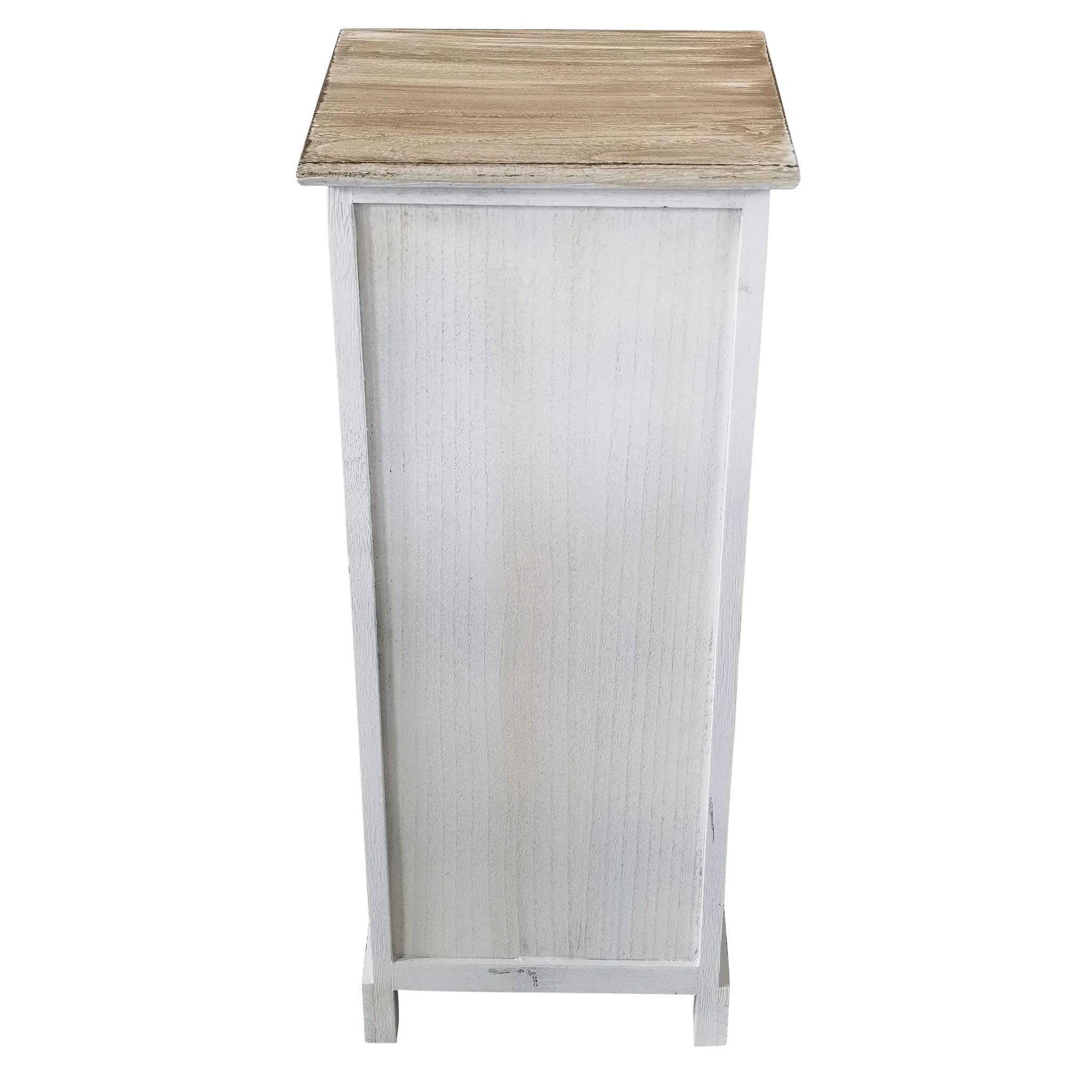 milani home - mobiletto in legno 4 cassetti, grigio chiaro, stile shabby chic, 29 x 25 x 72 cm