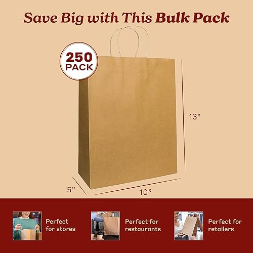 Miniatura 13 de PTP BAGS Bolsas Jr. Mart blancas de 13 x 7 x 13 pulgadas, bolsas de papel blanco con asas [paquete de 250] para regalo de papel kraft reciclable