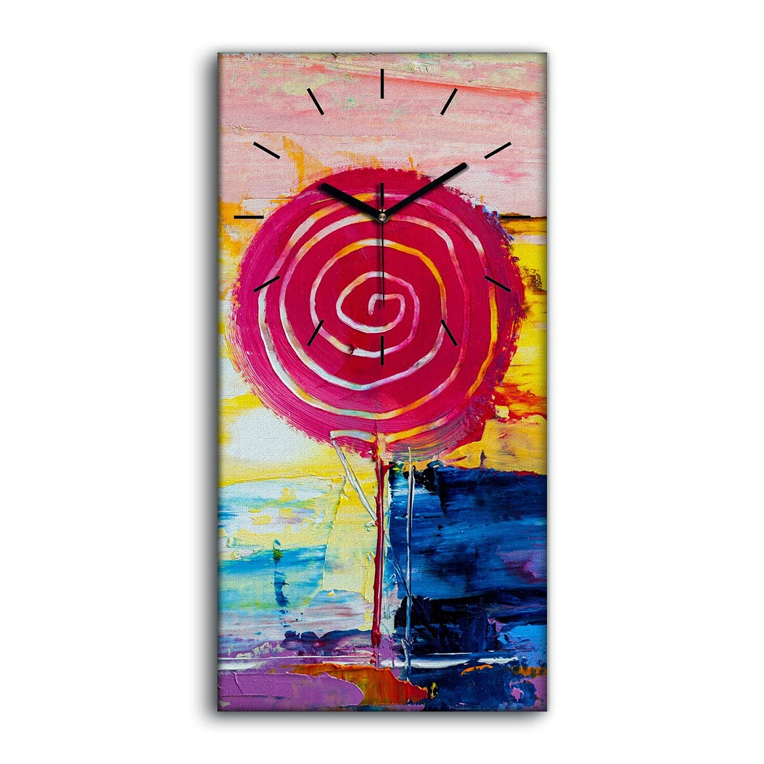Horloge sur Toile 30x60cm Décoration Art Mural Moderne Salon Chambre Lollipop